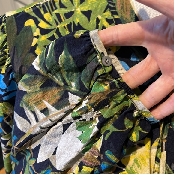 J. Crew silk ruffle hem long sleeve dress in watercolor floral sz Large - Picture 8 of 11